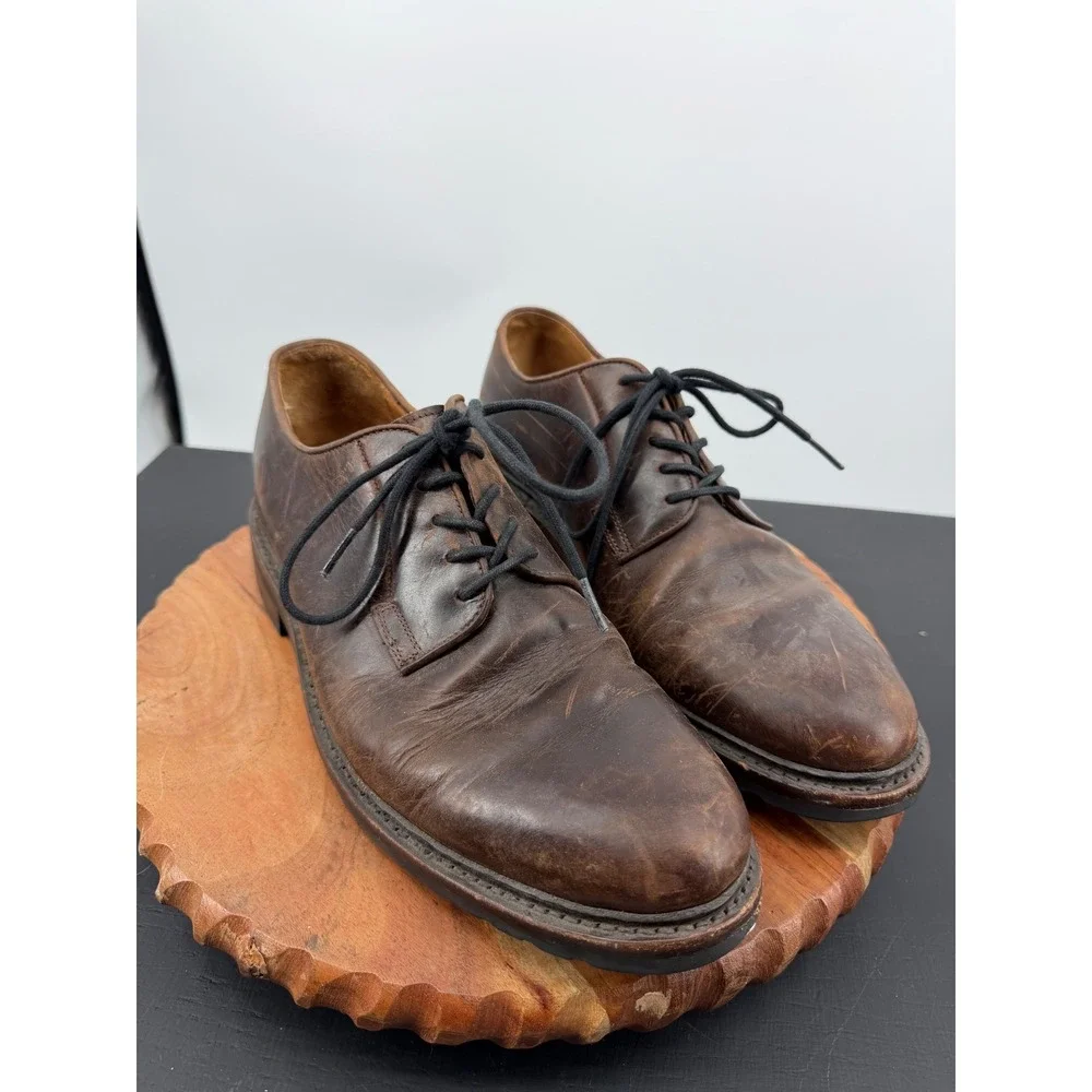 Frye James Lug Oxford Shoes Mens 11 D Dark Brown Leather Distressed Derby